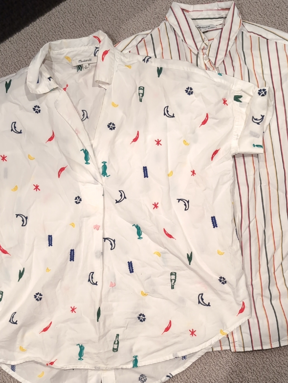 Two Madewell Short-Sleeve Casual Button-Down Shirts